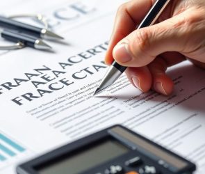 Une main tenant un stylo sur un contrat financier.
